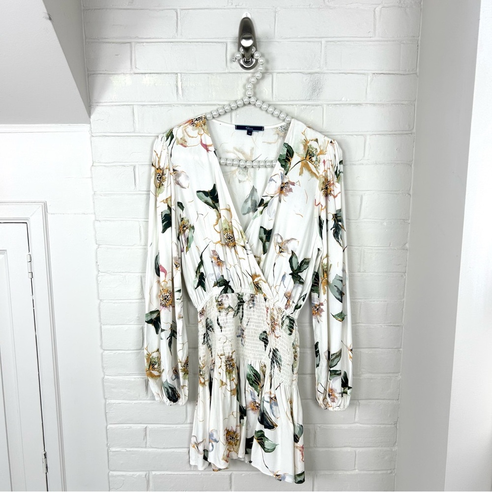 Shore Floral Smocked Waist Mini Dress Size XS